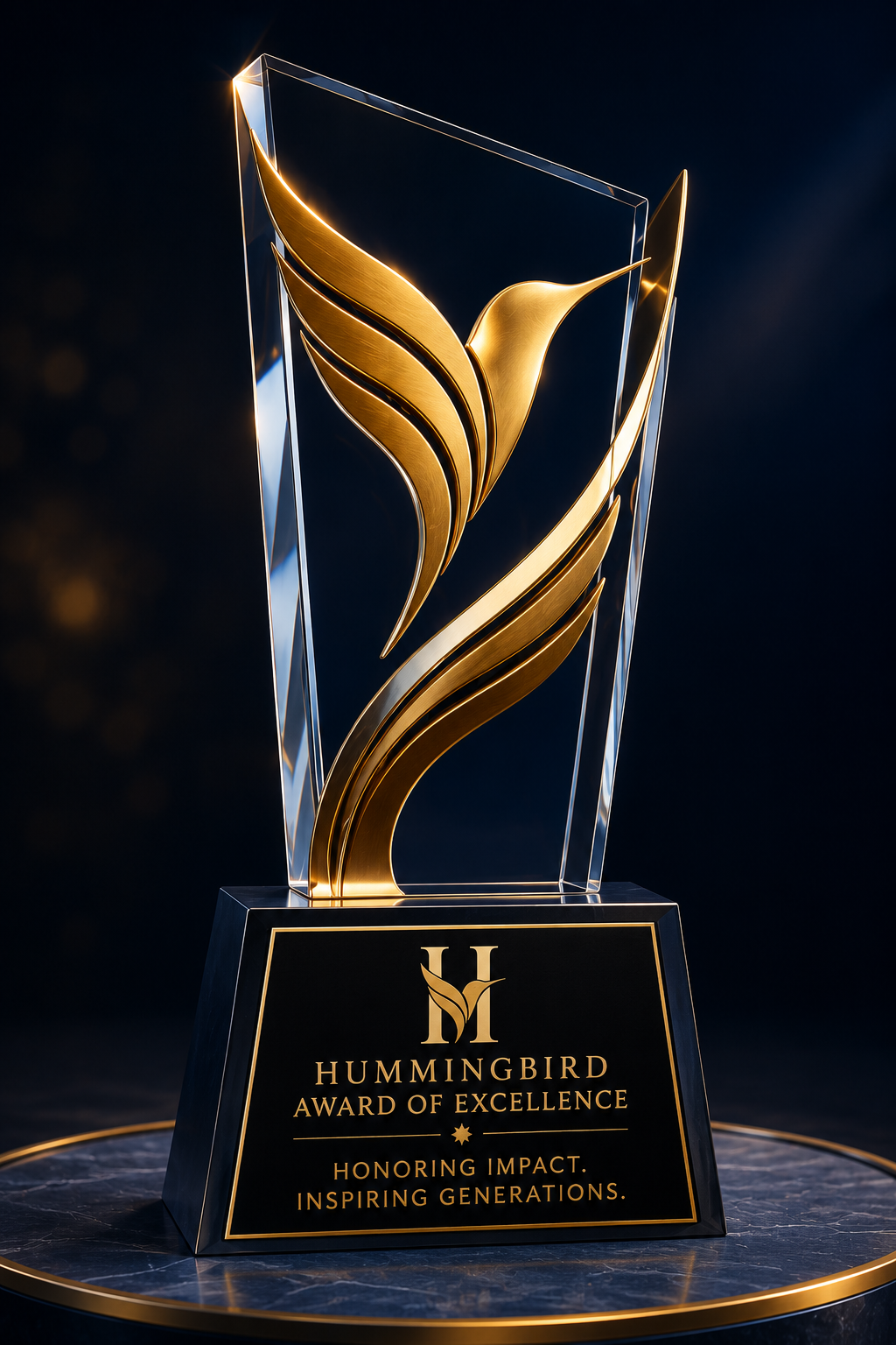 The Hummingbird Award of Excellence trophy