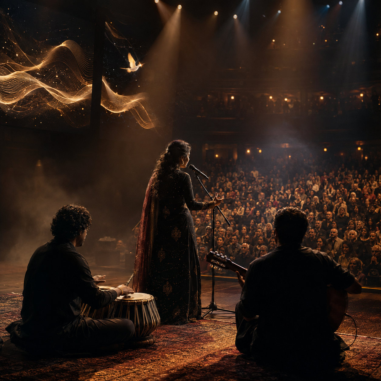 A South Asian artist performing to an international audience